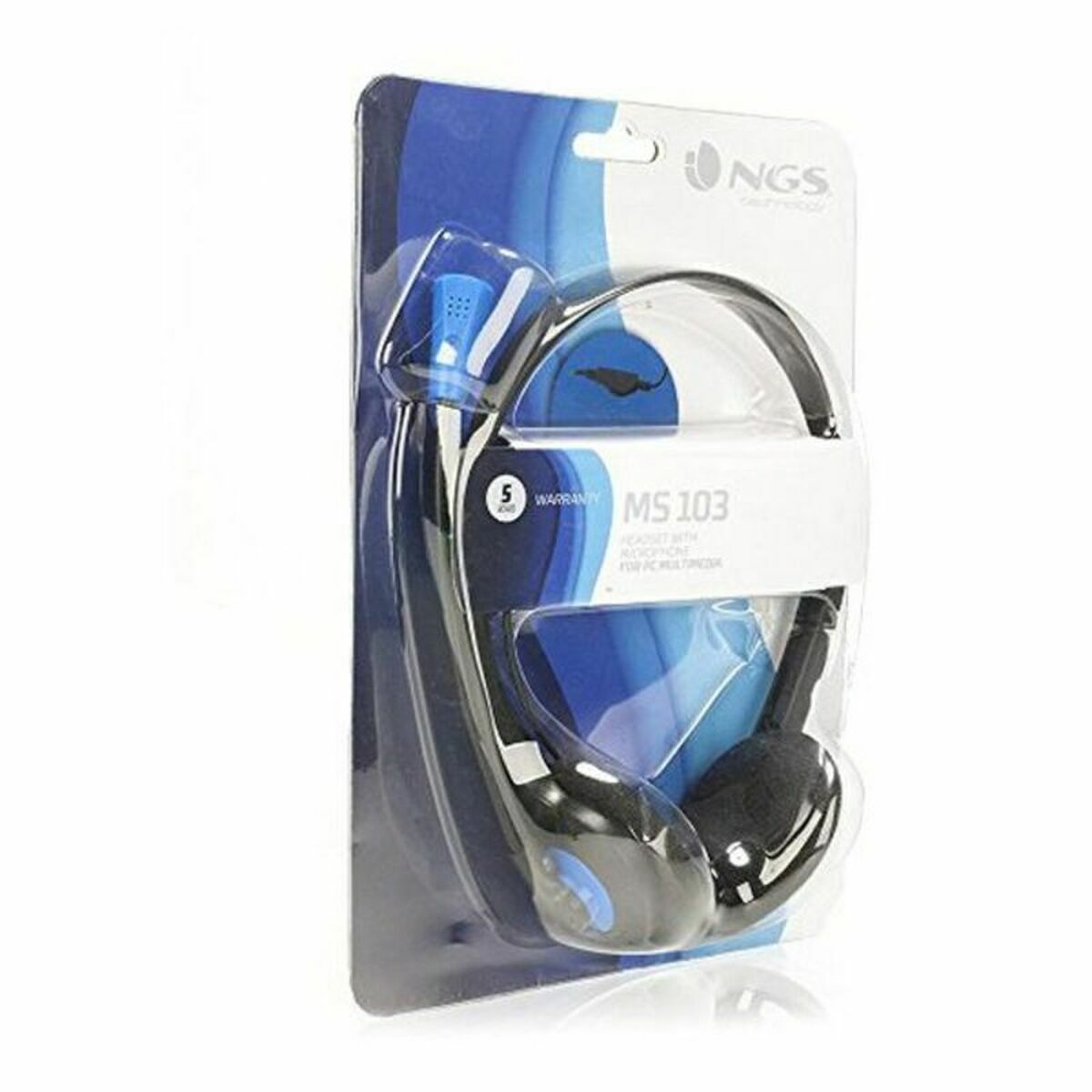 Headphones with Microphone NGS NGS-HEADSET-0003 Black