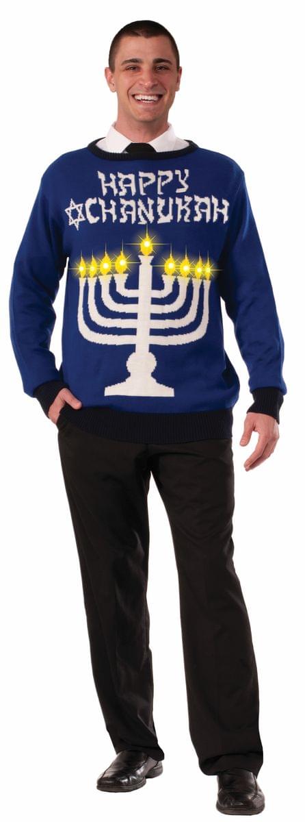 Hanukkah Adult Ugly Costume Sweater Light Up Menora Medium